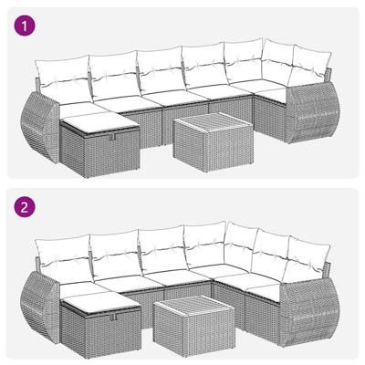 8-delige Loungeset met kussens poly rattan beige - thumbnail