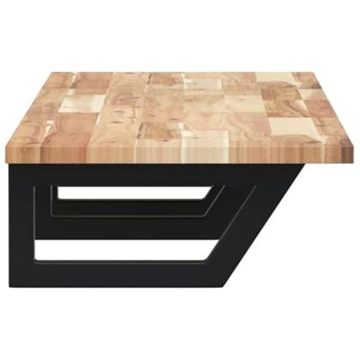 Badkamer wandschap staal en massief acaciahout