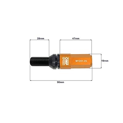 Schroevenkit OMP OMPS09971210 28 mm Oranje M12 x 1,25