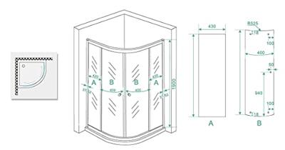 Wiesbaden Douchecabine kwartrond 100x100x190 cm 5 mm Helder Glas