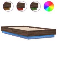 Bedframe met LED-verlichting bruin eikenkleurig 75x190 cm - thumbnail