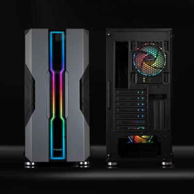 ATX Semi-toren BehuizingTooQ TQGCC103-B Zwart Zwart/Zilverkleurig