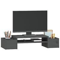 Monitorstandaard 70x27,5x15 cm massief grenenhout grijs - thumbnail