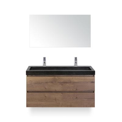 Maxx XL Badmeubelset 120 cm - Tabacco - Wastafel Lucca Enkel 2 kraangaten - met Spiegel