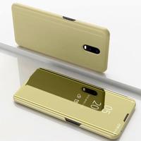 Galvaniseren spiegel horizontale Flip lederen case voor OnePlus 7 Pro met houder (goud) - thumbnail
