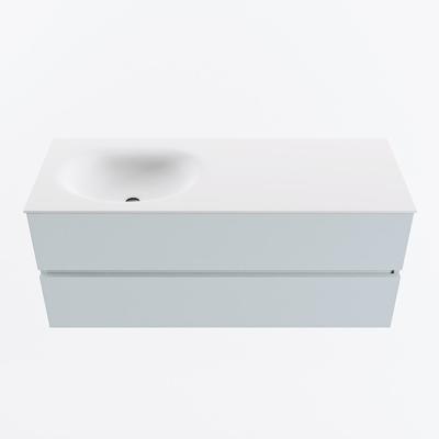 MONDIAZ VICA 120cm badmeubel onderkast Clay 2 lades. Wastafel MOON links 1 kraangat, kleur Talc.