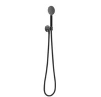 Hotbath Cobber M442 ronde handdouche met wandsteun en uitlaat en doucheslang 150cm zwart chroom hoogglans M442BK - thumbnail