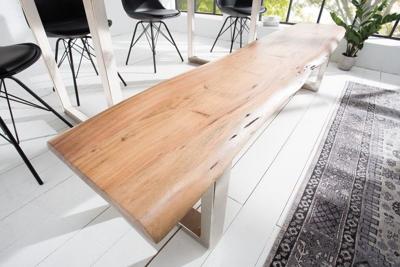 Massieve boomstambank MAMMUT NATURE 200cm industrieele chique acaciabank met sledeonderstel - 38443