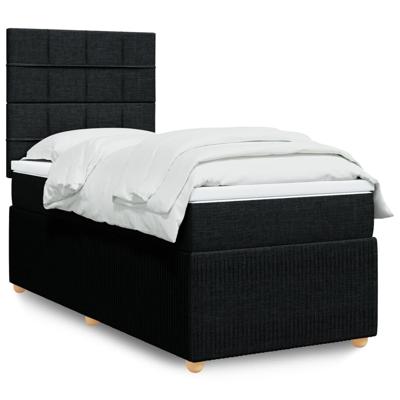 Boxspring met matras stof zwart 120x190 cm