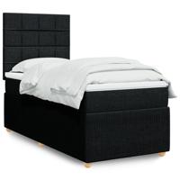Boxspring met matras stof zwart 90x190 cm - thumbnail