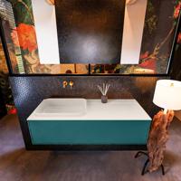 Badkamermeubelset Mondiaz Erin 120 cm met 1 Lade met RIDGE Wastafel Links Linen Zonder Kraangaten Greeploos Mat Smag - thumbnail