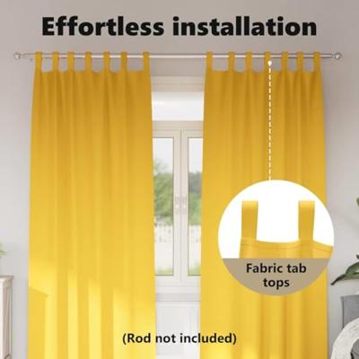 VidaXL Zwart-out gordijnen met ringen 2 pcs mosterdgeel 245 x 140 cm