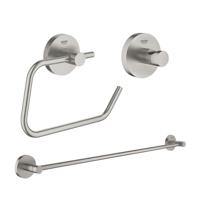 GROHE Essentials accessoireset 3-delig met handdoekhouder, handdoekhaak en toiletrolhouder zonder klep super steel sw97637/sw97640/sw97648/ - thumbnail
