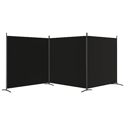 Kamerscherm met 3 panelen 525x180 cm stof zwart