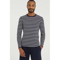 ESPRIT Men Casual gestreepte fijngebreide trui van biologisch katoen donkerblauw/wit - thumbnail