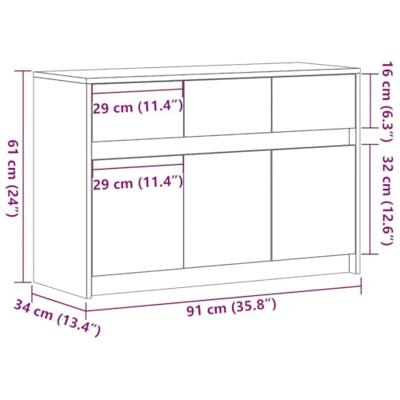 Tv-meubel met LED 91x34x61 cm bewerkt hout sonoma eikenkleurig