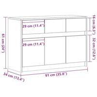 Tv-meubel met LED 91x34x61 cm bewerkt hout sonoma eikenkleurig - thumbnail