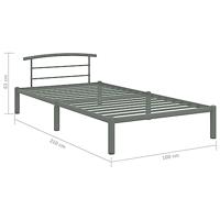 Bedframe metaal grijs 90x200 cm - thumbnail