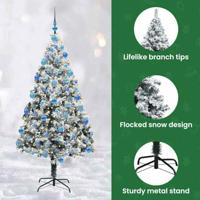 Kunstkerstboom met 300 LED Wit 180 cm PVC en Staal en Kunststof - thumbnail