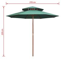 VidaXL Dubbeldekker parasol 270x270 cm houten paal groen - thumbnail