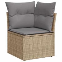9-delige Loungeset met kussens poly rattan acacia beige - thumbnail