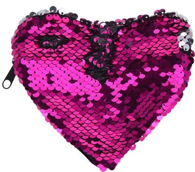 Free and Easy pailletten portemonnee hart roze/zilver