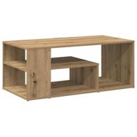 Salontafel 100x50x40 cm bewerkt hout artisanaal eikenkleurig - thumbnail