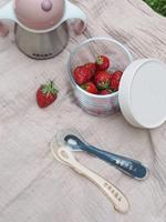 BEABA Veel 4 lepels 2e leeftijd siliconen (donkerblauw + roze + lichte mist + luchtig groen) - thumbnail