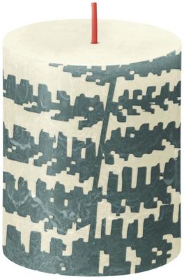 Bolsius rustiek printed stompkaars 80/68 soft pearl fern