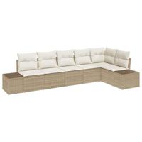 Tuinbankenset met opslag 6 pcs Beige en Crème poly rattan - thumbnail