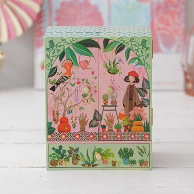 Bloem muziekdoos - DJECO roze, bedrukt Bloem muziekdoos - DJECO roze, bedrukt