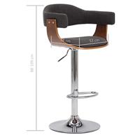 Barkrukken 2 st gebogen hout en stof grijs - thumbnail