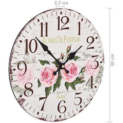 VidaXL Wandklok vintage stijl 30 cm bloemen VidaXL Wandklok vintage stijl 30 cm bloemen