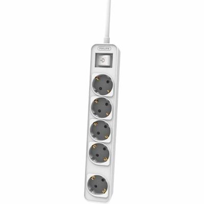 Stopcontactenstrip 5 Tomas met Interruptor Philips CHP2154W/12 - thumbnail