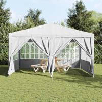 Partytent met 8 Zijwanden - Wit - 4 x 4 m - PE - thumbnail