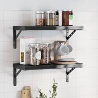 Wandschappen 2 st 50x23,5 cm roestvrijstaal zwart - thumbnail