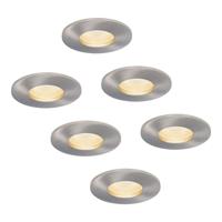Set van 6 Vegas - LED platte inbouwspots met lage inbouwdiepte 60mm - 6 Watt 570 Lumen - 4000K Neutraal wit - GU10 LED Module - Dimbaar - Rond - IP44 voor badkamer, buiten en binnen - RVS - thumbnail