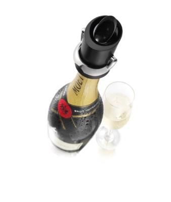 Vacu Vin Champagne Stopper en Schenker - Zwart - thumbnail