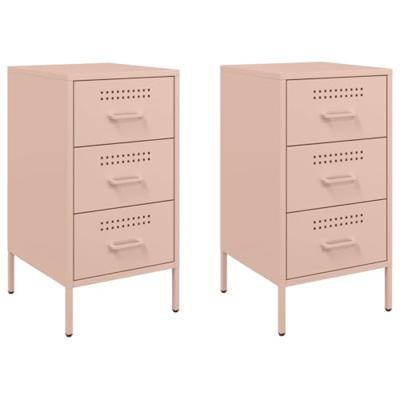 Nachtkastjes 2 st 36x39x68 cm koudgewalst staal roze Nachtkastjes 2 st 36x39x68 cm koudgewalst staal roze