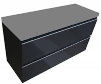 Onderkast 100X36 cm Zonder Wastafel Hoogglans Grijs Aqua Splash - thumbnail