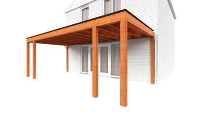 Trendhout Aanbouwveranda Modena 690x365 cm- Plat dak- Hout- Trendhout