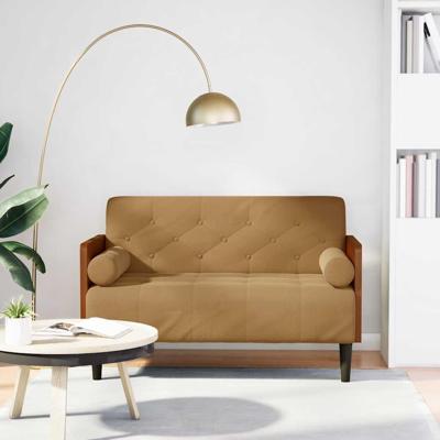 Loveseat bank met bolsters bruin 110 cm fluweel Loveseat bank met bolsters bruin 110 cm fluweel