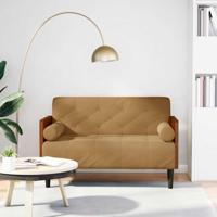Loveseat bank met bolsters bruin 110 cm fluweel - thumbnail