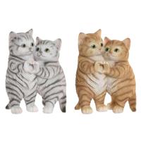 Decoratieve figuren Home ESPRIT Bruin Grijs Katten 13,5 X 9 X 18 CM (2 Stuks) - thumbnail