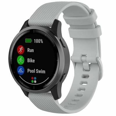 By Qubix - Compatible met Garmin Forerunner 55/245 / 645 - Sportband met motief - Grijs - Compatible Garmin bandje - Bandbreedte: 20mm