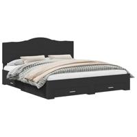 Bedframe met hoofdeinde Zwart 200 x 200 cm Bewerkt hout - thumbnail