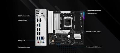 ASRock B850M Pro RS Moederbord Socket AMD AM5 Vormfactor Micro-ATX Moederbord chipset AMD® B850