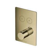 Douchethermostaat Hotbath Cobber Inbouw 2 Pushbuttons Vierkant Gepolijst Messing PVD (excl. inbouwdeel) - thumbnail