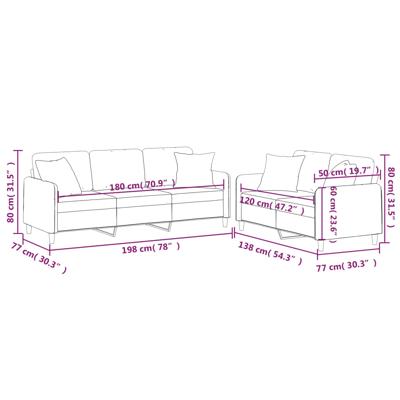 3-delige Loungeset met kussens stof lichtgeel