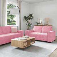 3-delige Loungeset met kussens fluweel roze - thumbnail